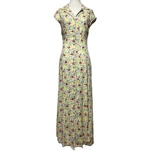 Vintage 90s Dress Barn Floral Maxi Dress Sz 6 Cottage Twee Boho Retro